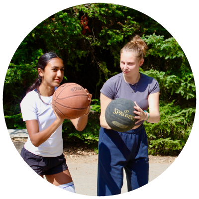 basketball activity at ontario summer camp arowhon with campers learning from staff